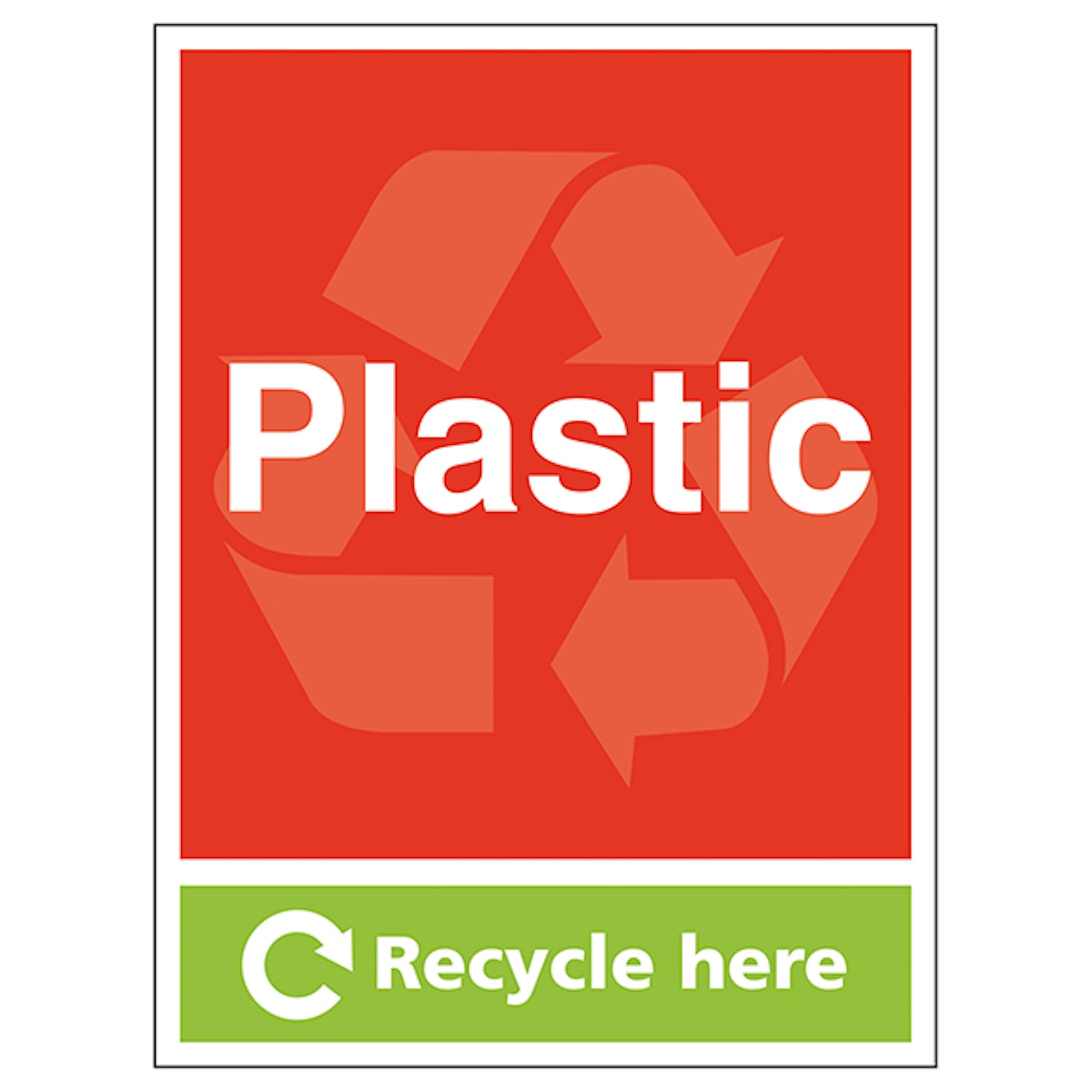 V Safety Plastic Recycle Here - Portrait 300 x 400mm - 1mm Rigid Plastic Safety Sign
