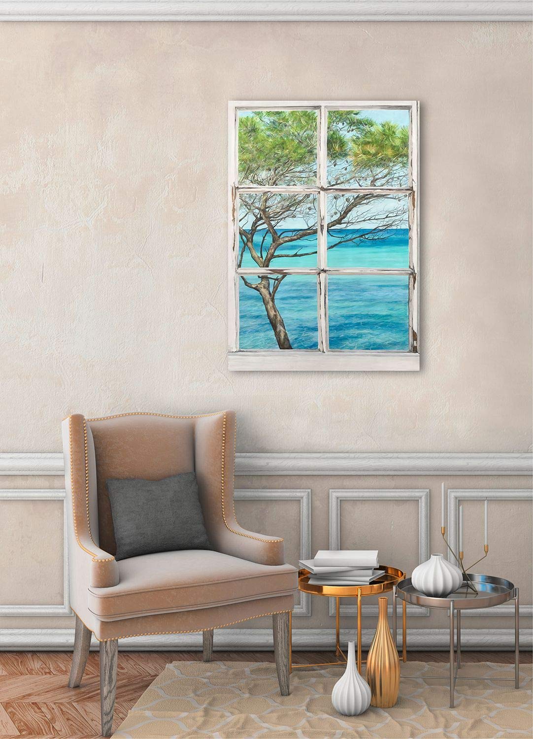 1art1 Spiagge Poster Stampa Artistica su Tela Sardegna, Cielo Azzurro E Mare Turchese Quadro da Parete sulla Barella | Murale XXL | Immagine 40x30 cm