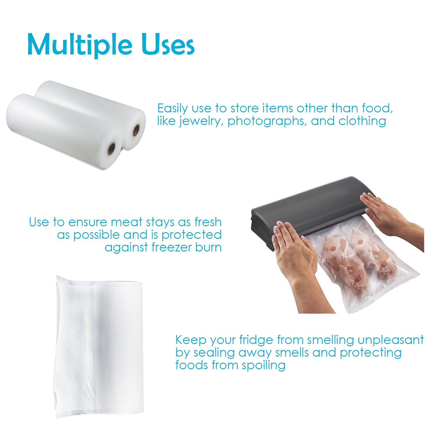 Houseables Vacuum Sealer Bags, Sous Vide Rolls, Two (2), Large 11 Inch