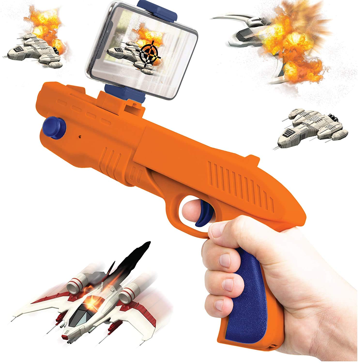 SHARPER IMAGE Augmented Reality Blaster Game Set, Compatible W/ iOS & Android Smartphones, Virtual First Person Shooter Experience, Multiplayer Competitive Social Features, Easy Operation