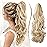 FELENDY Claw Ponytail Extension 18 Curly Wavy Clip in Long Pony Tails One Piece Jaw Hairpiece for Women Daily Use Ash Blonde Mix Light Bleach Blonde
