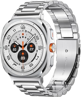 Netolo Stainless Steel WatchBand Compatible with Samsung Galaxy Watch Ultra 47 mm, Replacement Band for Men & Women