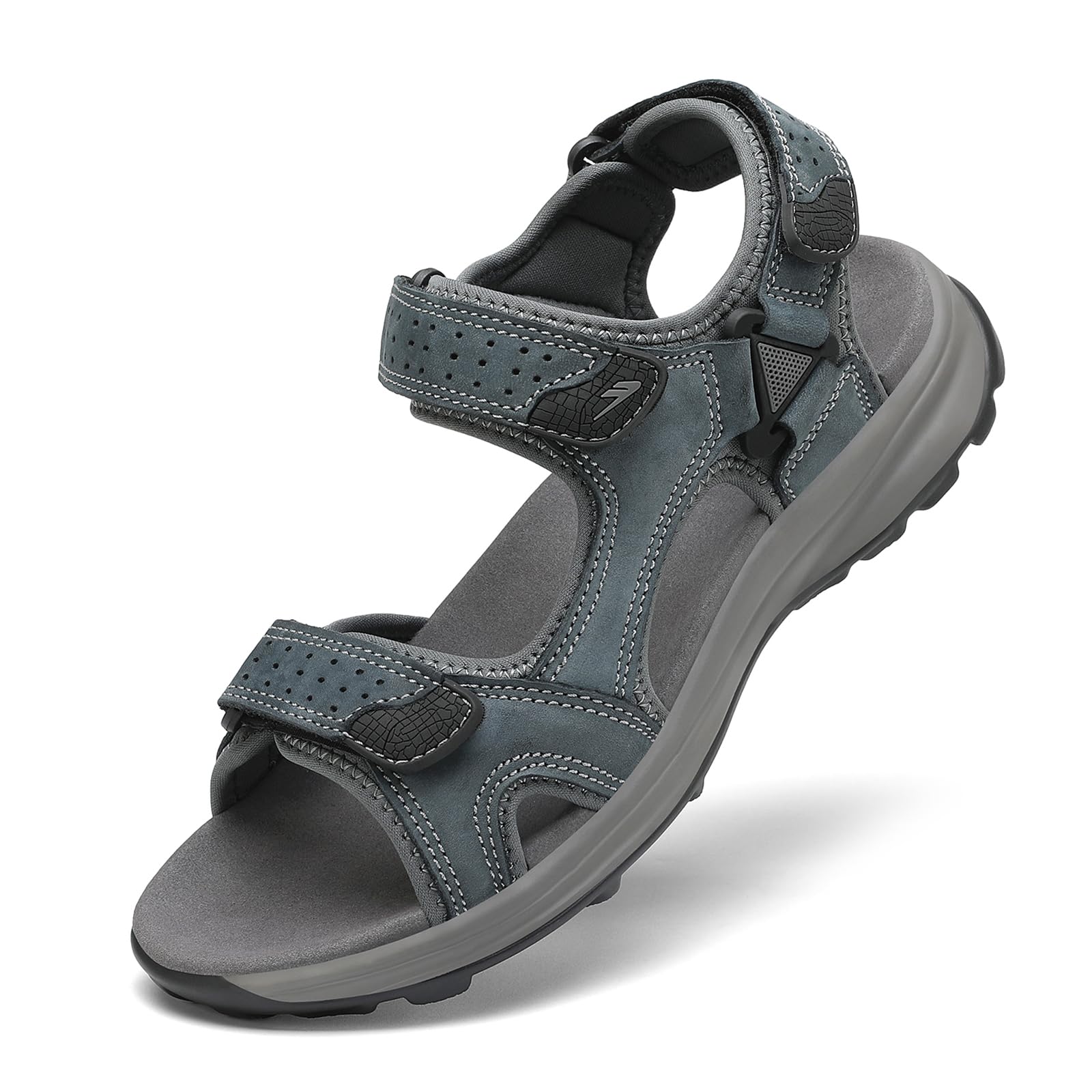 FLARUT Men's Athletic Sandals Sport Outdoor Hiking Sandals Open Toe Leather Walking Sandals Beach Water Shoes