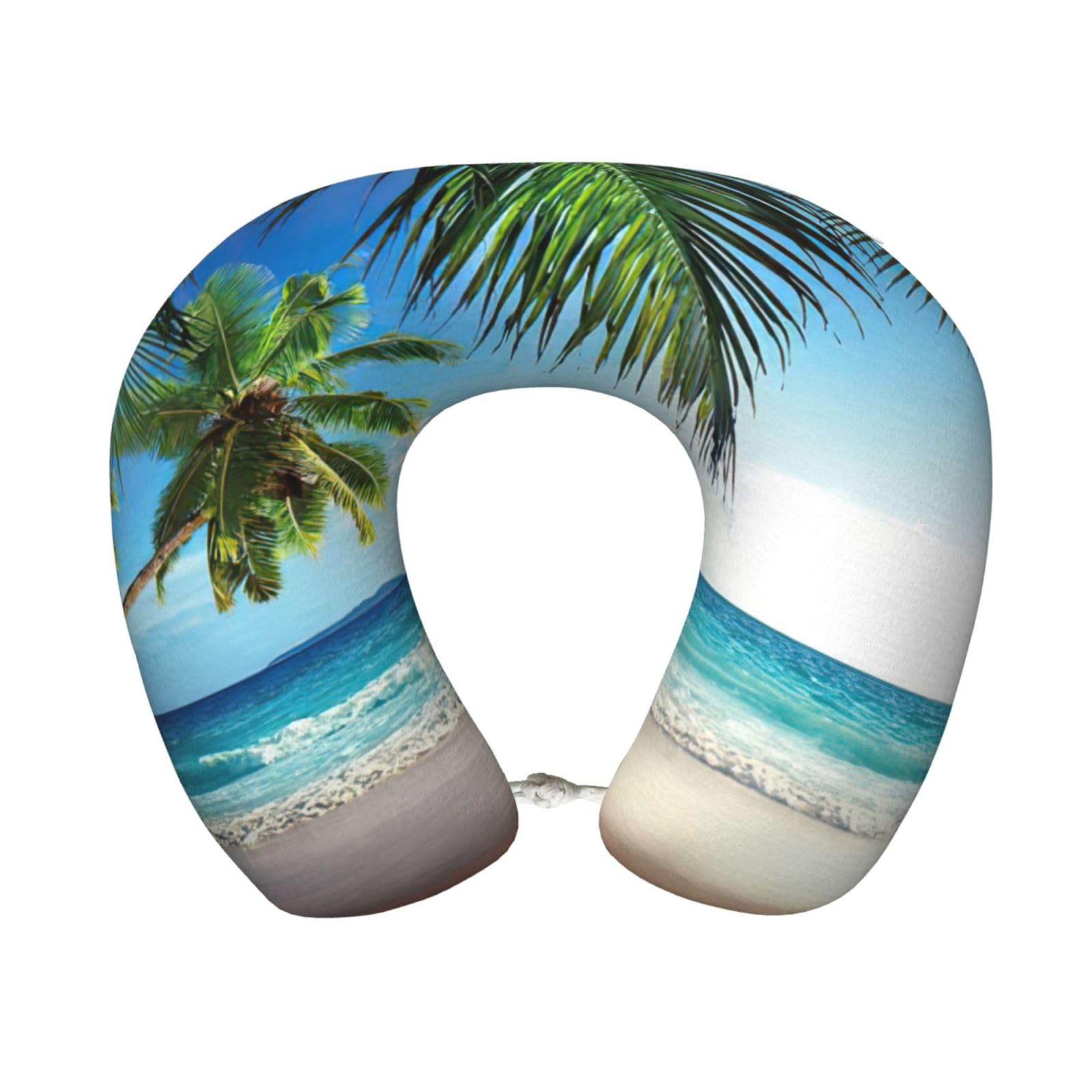 yagDAA Tropical Palm Tree Hawaii Beach Print U-Shape Travel Neck Pillows Memory Foam Neck Pillow For Airplane Car Office Sleeping Rest