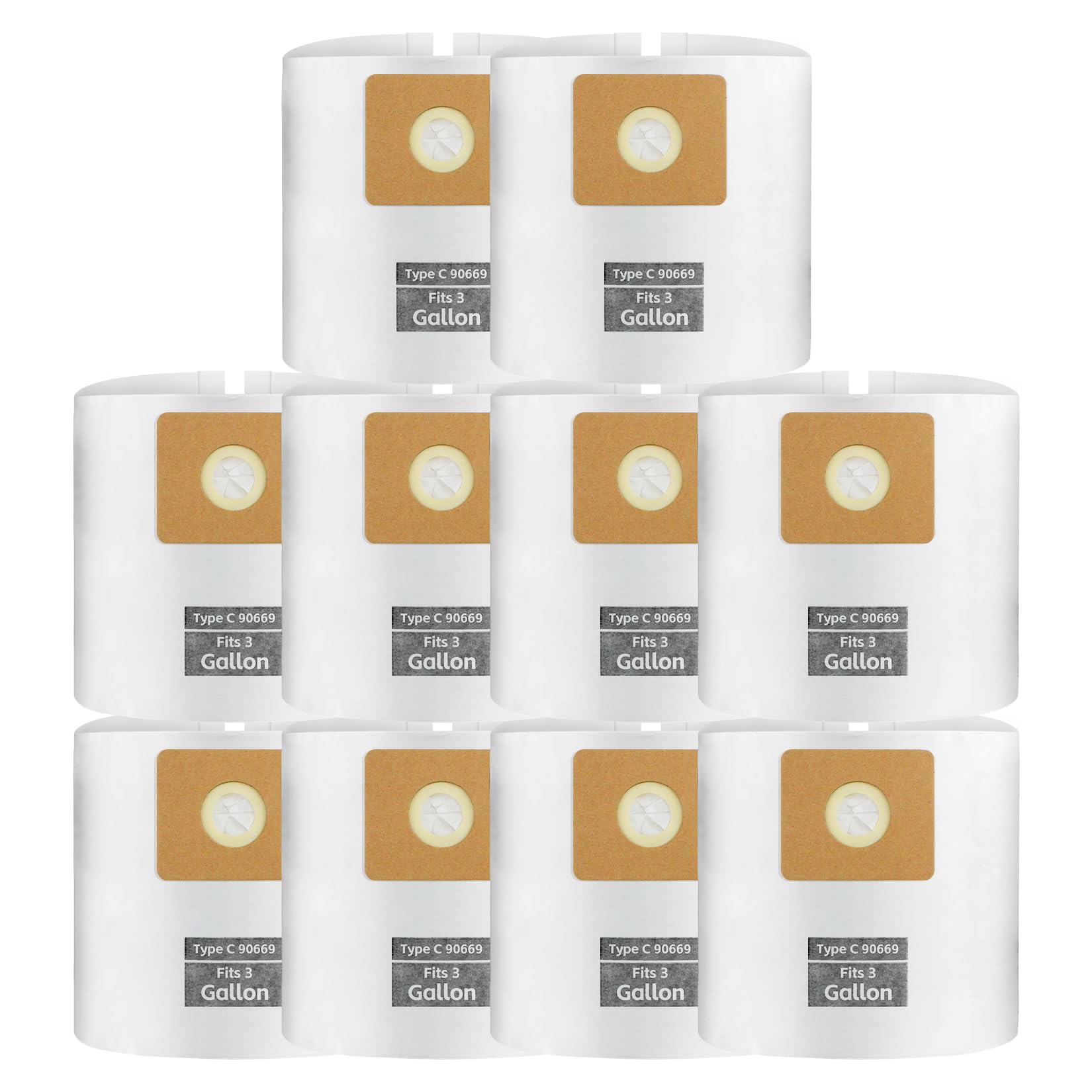 10 PCS Bundle Set 3 Gallon Vac Bags, ALYYDBG Type C 90669 9066900 9066933, All Around Vac Filter Bags
