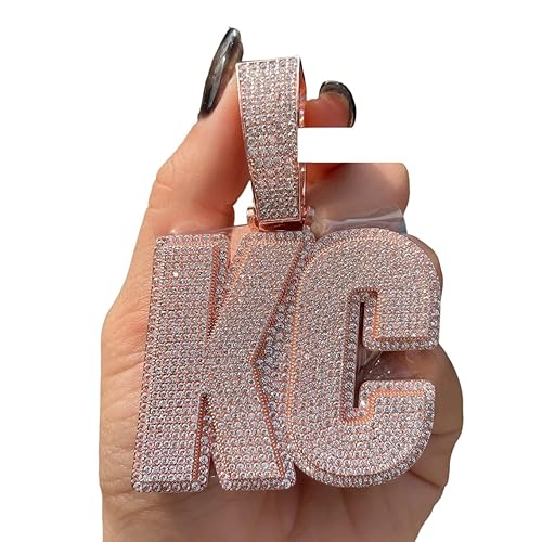 Ssjewel Full Customizable Hip Hop Iced Out Diamond Initial Letter Pendant Men's Name Logo Character Pendant 14k Gold Finish 925 Sterling Silver