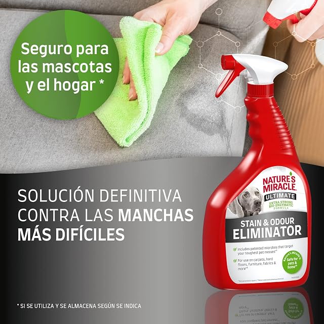Foto 3 de 8 de Nature's Miracle Ultimate Stain & Odour Eliminator Perro, centra en las manchas más difíciles