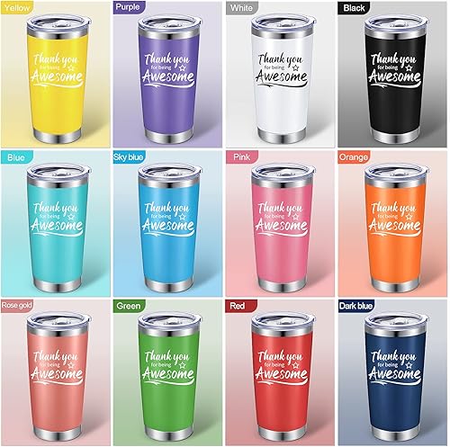 Vista 5 de Sieral 24 Piezas Vaso de Agradecimiento por Ser Genial, Suministros de Agradecimiento para Mujeres y Hombres, Vaso de Viaje Aislado de Acero Varios