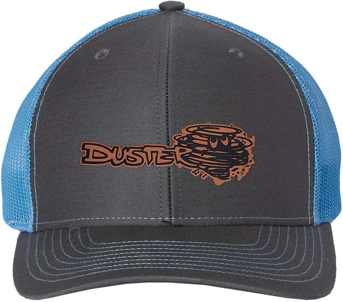 Plymouth Duster Twister Logo Laser Engraved Leather Patch Richardson 112 Snapback Trucker Hat Cap