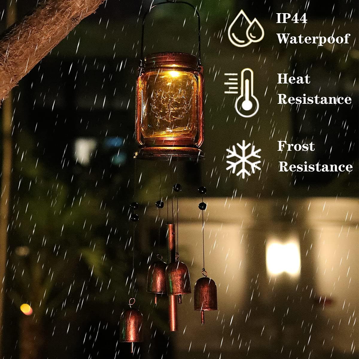 ZYLiWoo-Solar Wind Chime, Mason jar Wind Chime Light,Hanging Wind Chimes,Memorial Wind Chimes Outdoor Waterproof,Suitable for Garden,Terrace and Courtyard Corridor Decoration