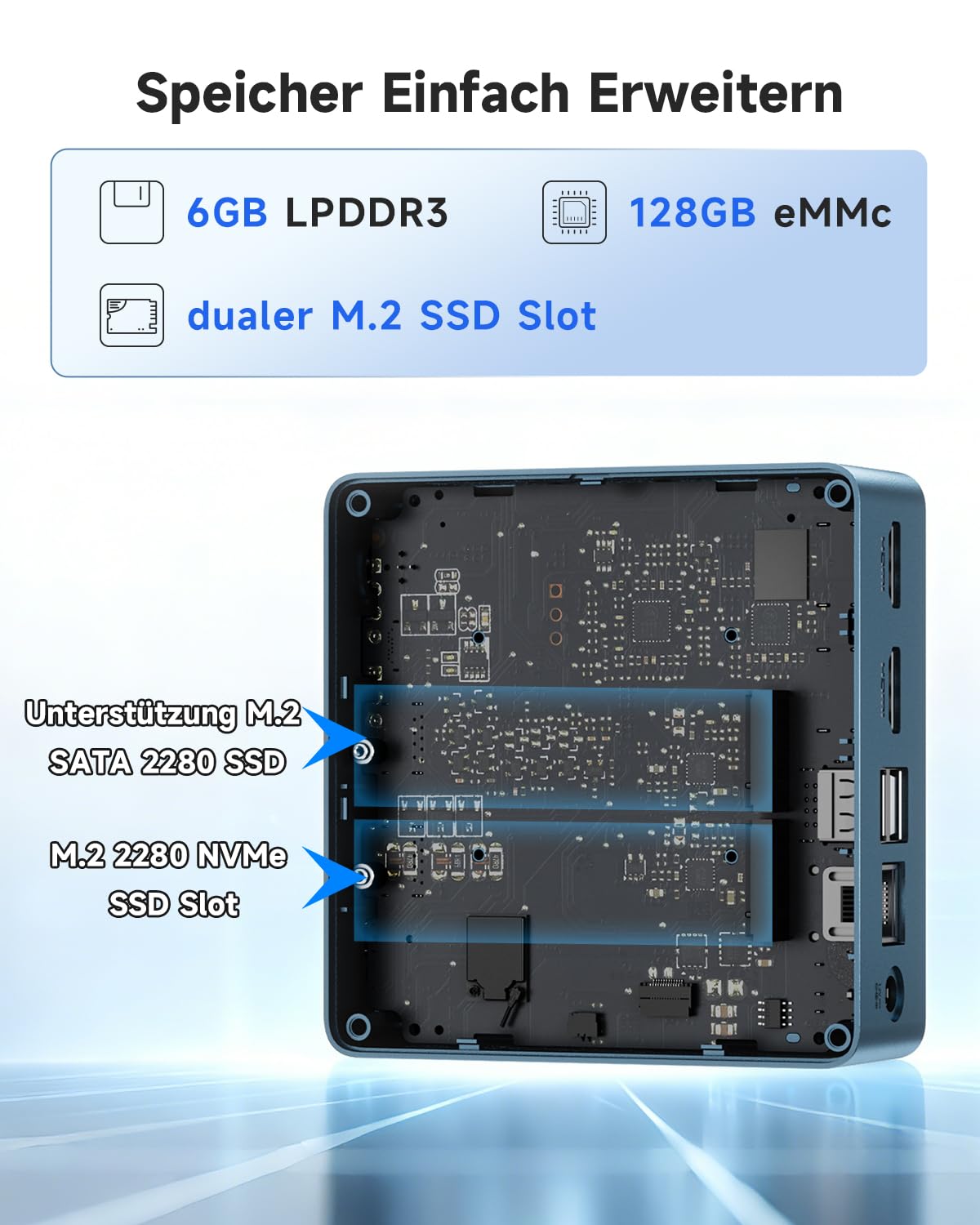 BMAX Mini PC Intel Celeron J3355 mit Win 11 Home, 6GB LPDDR3 + 128GB eMMC Mini Desktop Computer Micro PC Dual HDMI 4K@60 Hz RJ45 Gigabit Ethernet WiFi5 BT USB x4 für Business/Büro, Daily Use