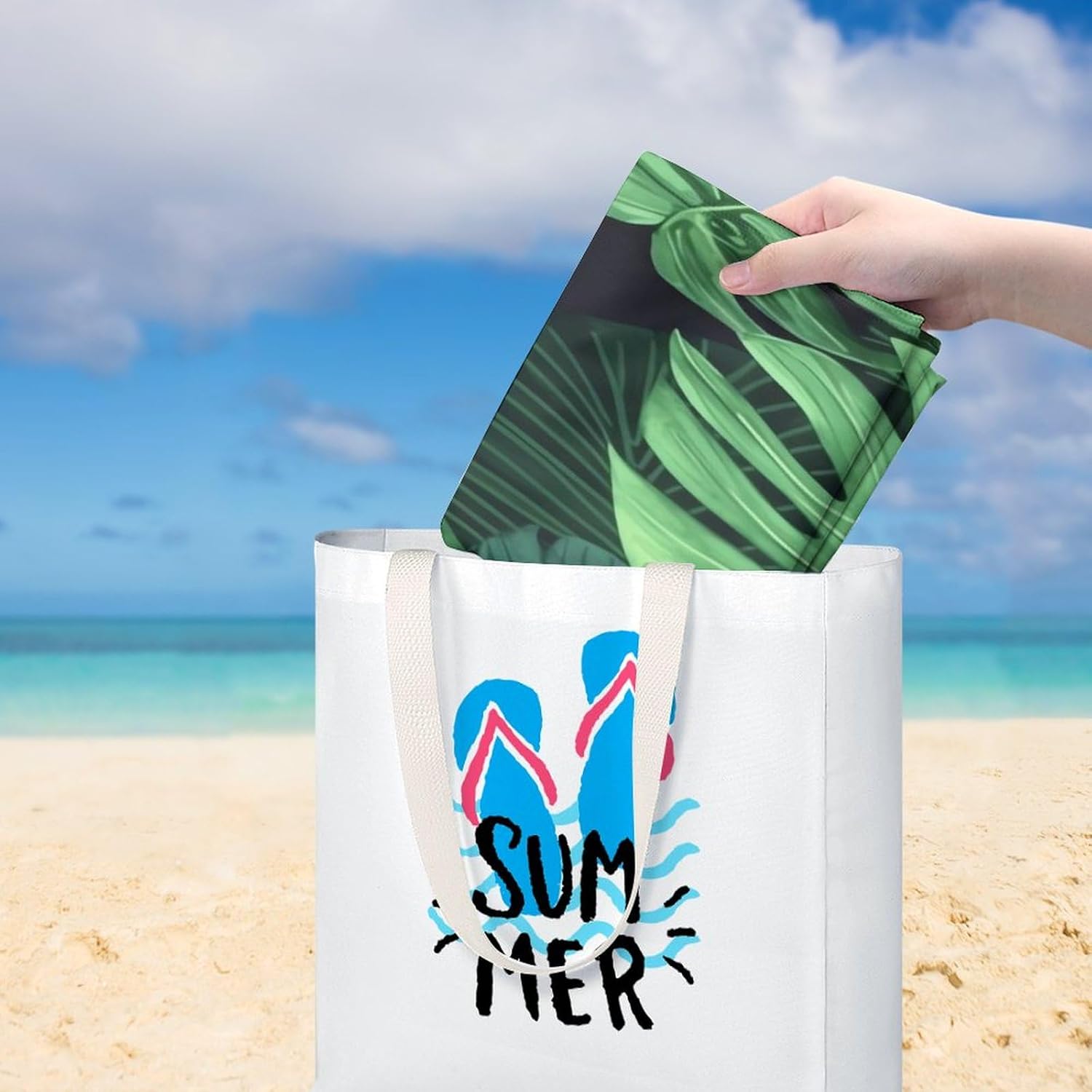 Swimming Towel, Palm Leaf Tropical Botany Printed Fashion Towel,Portable Towel,Durable Towel