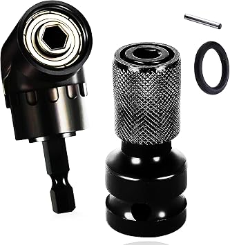 Right Angle Drill Attachment Adapter+ Impact Driver Socket Adapter Quick Release 1/2-Inch Square Drive to 1/4-Inch Hex Socket Adapter Converter Chuck Adaptor