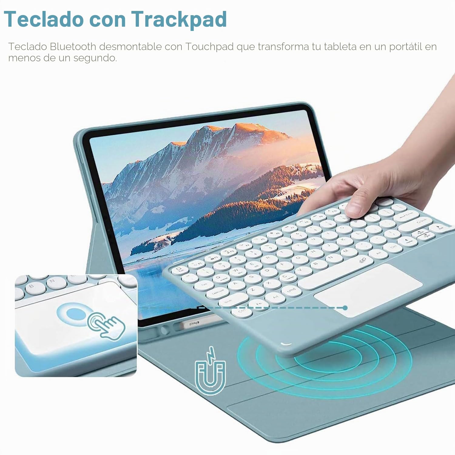 Funda con Teclado para Samsung Galaxy Tab S11 Ultra / S10 Ultra / S9 Ultra / S8 Ultra 14,6 Pulgadas, Español Ñ Teclado Ratón Panel Táctil Extraíble Retroiluminado 7 Colores,Negro