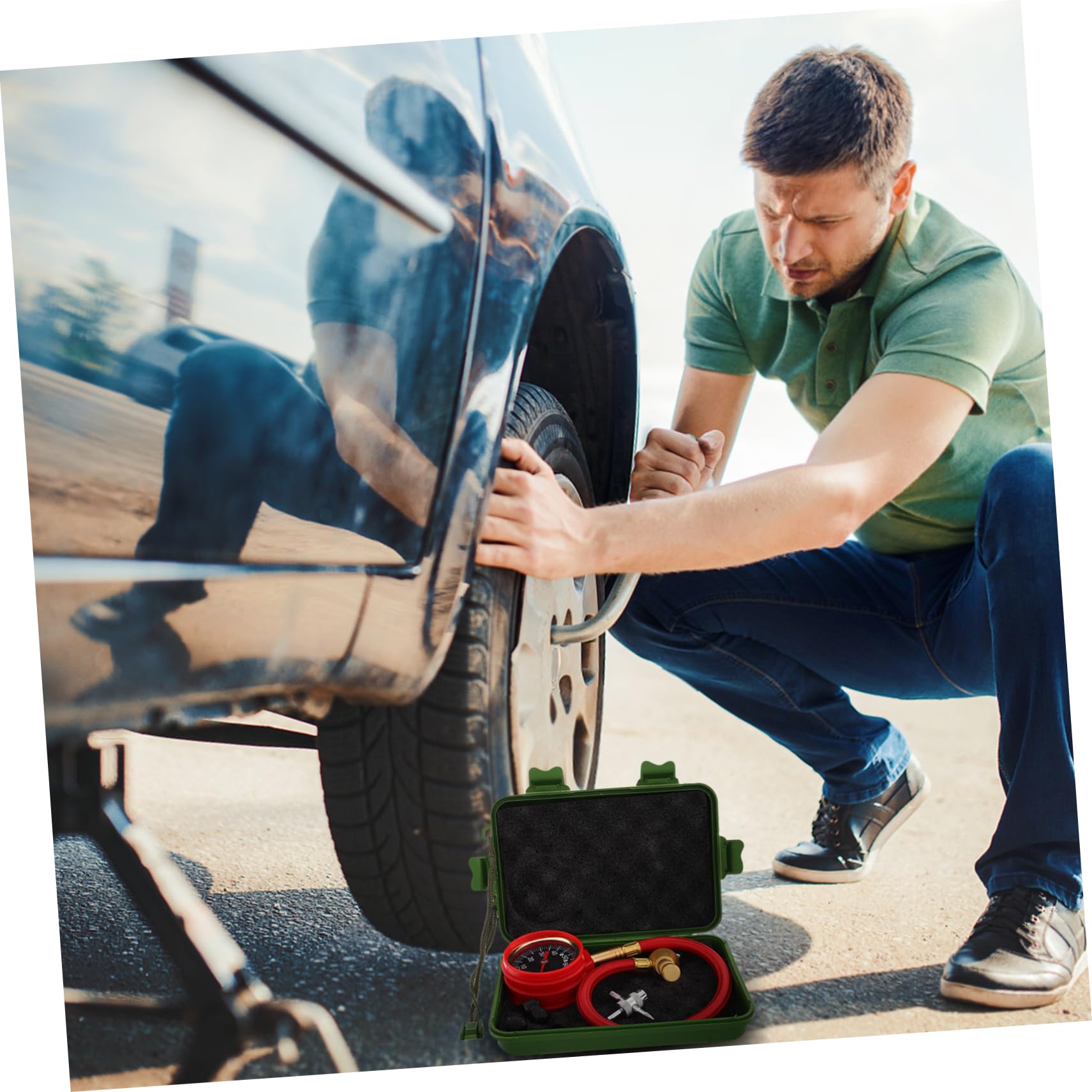 1set Manometro Per Pressione Pneumatici Professionale Con Dial Di Precisione Accessorio Multiuso Per Auto e Camion Installazione Facile Realizzato e Misurazione Accurata Per