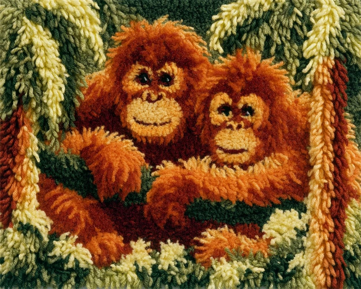 FWRTYCB DIY Latch Hook Rug Kit Orangutans in Trees