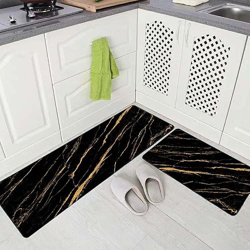 Vista 239 de TOMWISH - Tapetes de cocina para piso, color turquesa, gris, abstracto, pintura artística, 17 x 48 + 17 x 24 pulgadas, juego de alfombras de cocina