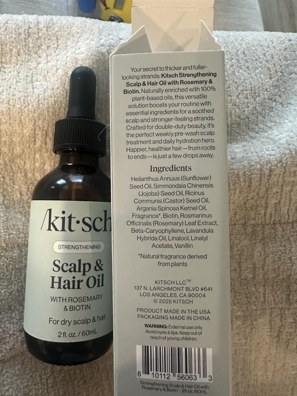 Kitsch Rosemary Oil for Hair Growth – Pre-Wash Hair Oil with Castor, Biotin, Jojoba – Hair Care, Adds Shine, Strengthens Roots, Scalp Treatment | Ideal – Lavender Scent, 60mL