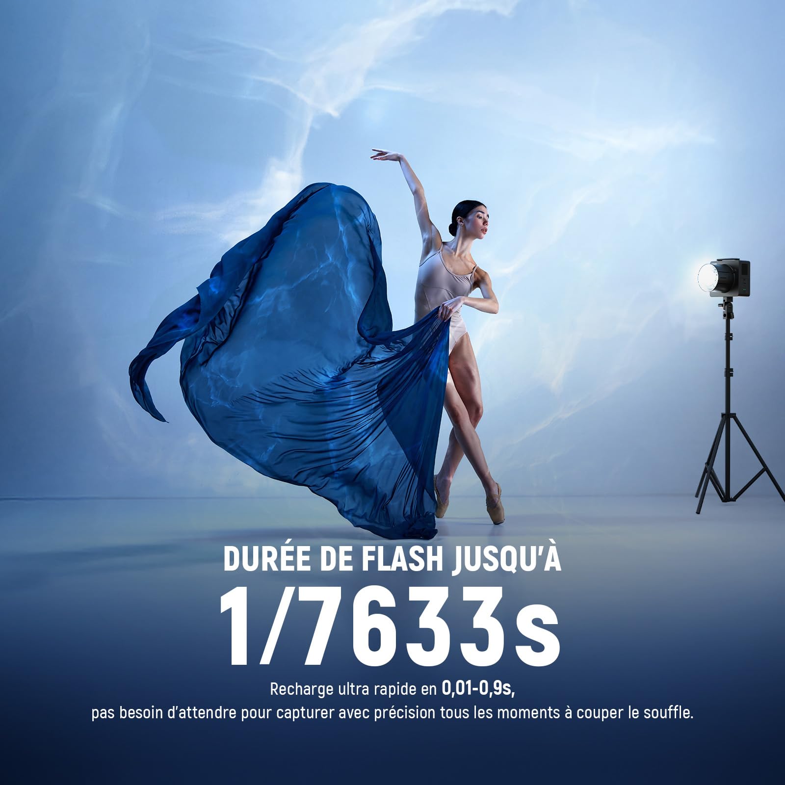 NEEWER Q6 600Ws 2,4GHz TTL Flash Studio extérieur avec app contrôle,Compatible avec Godox,Vitesses d'obturation 1/1 à 1/512,1/8000 HSS,Lampe Pilote LED Bicolore 30W,Temps Recharge de 0,01 à 0,9s