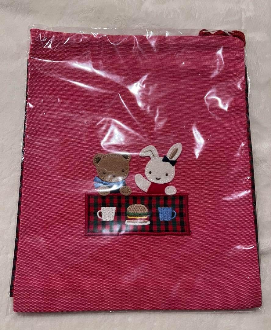 ファミリア ランチセット 女の子 赤チェック 巾着テーブルクロス