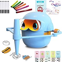 Custer's Night Drawing Robot for Kids - Montessori Painting Toys for 3 4 5 6 7 8 Year Old, Voice Interactive Educational Drawing Machine with 100 Cards,12 Colorful Pens &amp; Music-Gift for Boys Girls B
