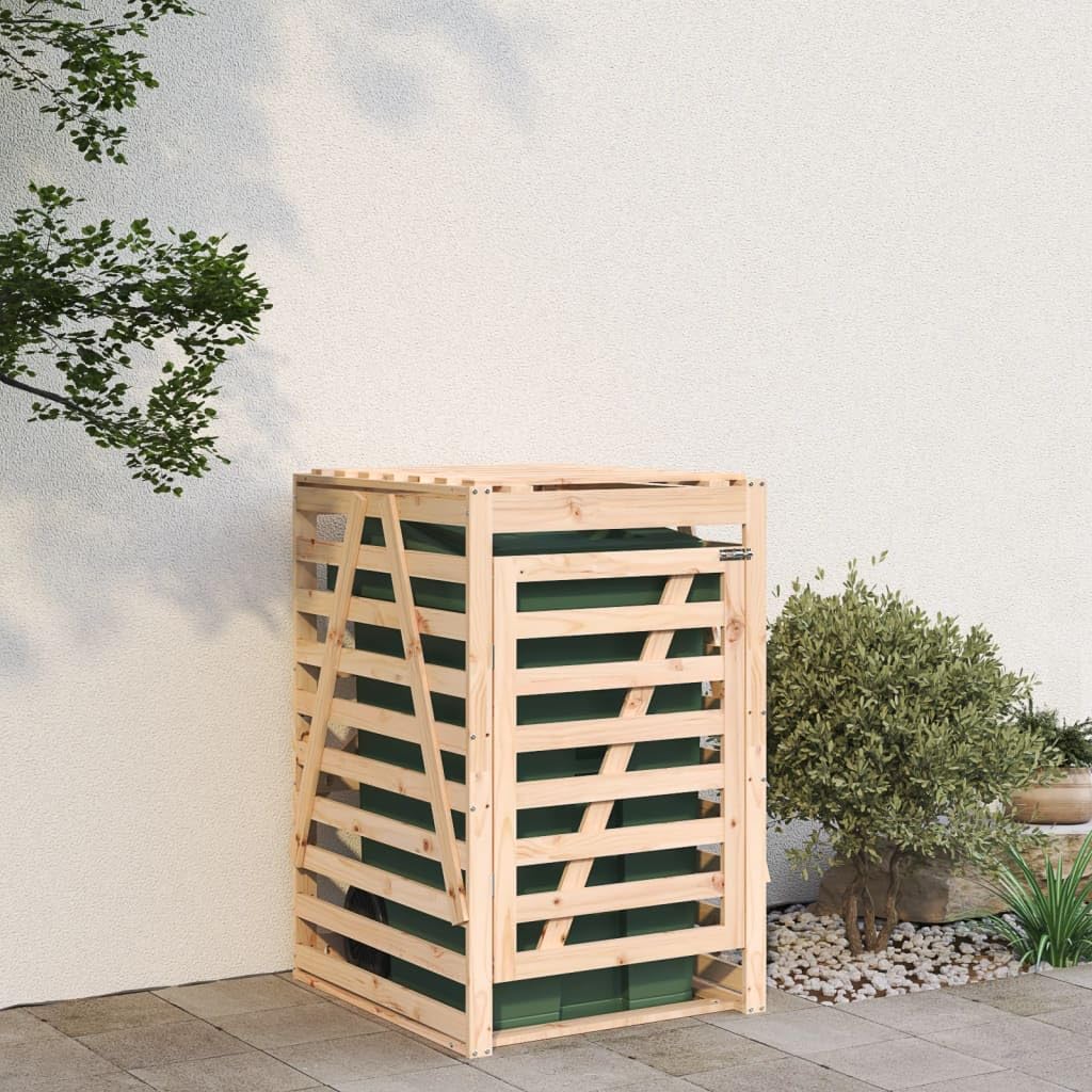 Boîte à poubelles verrouillable en bois abri poubelle extérieur de jardin 128cm
