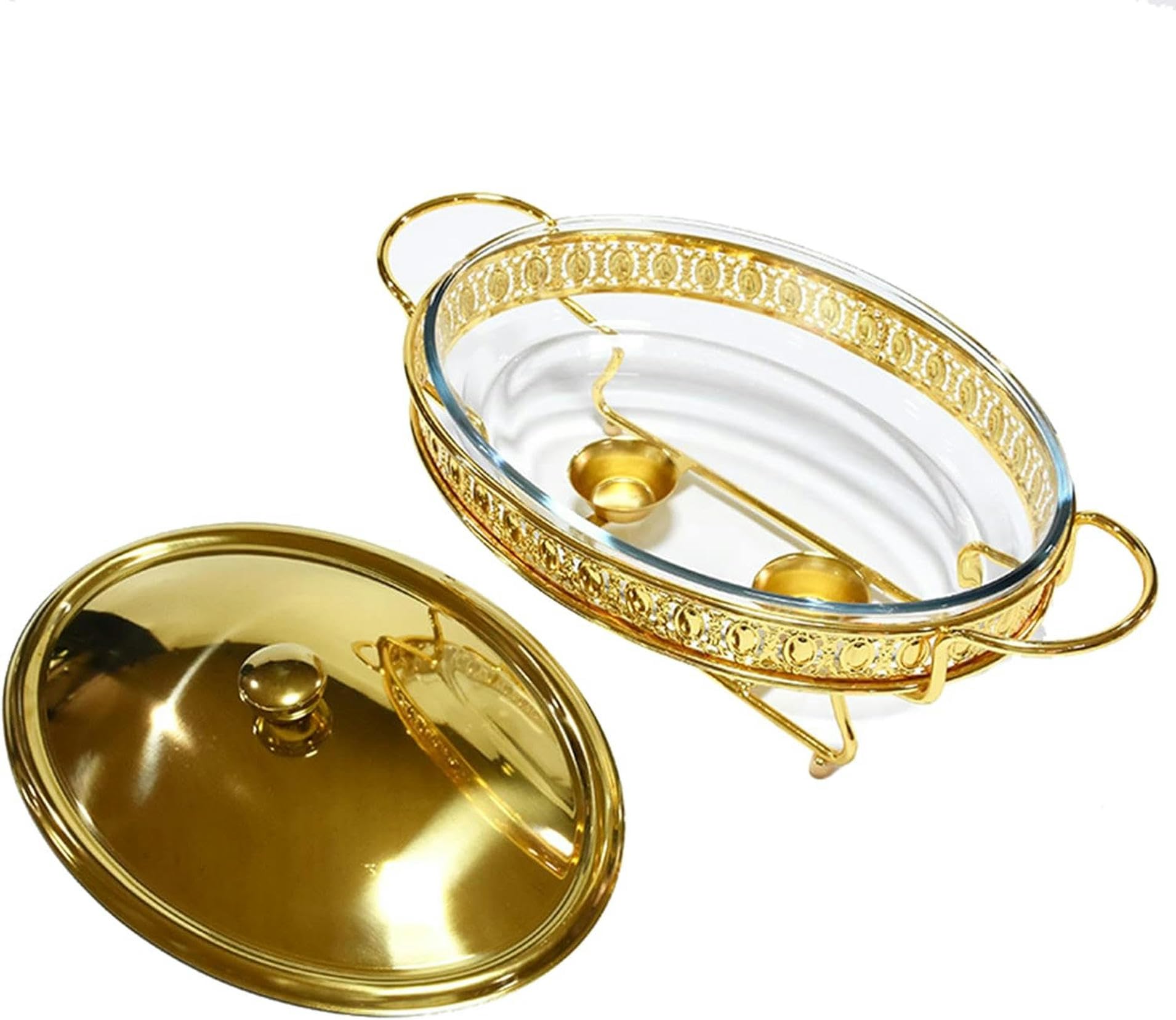Hadecoll Gold Chef Chafing Dish Buffet Set, Catering Buffet Mini Hot Pot Stainless Steel Chafer And Buffet Warmers Sets For Wedding, Parties, Banquet,-1.5L