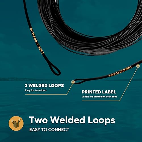 Miniatura 5 de SF Línea de pesca con mosca de hundimiento completo Peso adelante línea de mosca cónica para agua dulce WF4 5 6 7 8 9S 90FT IPS3/IPS5 Negro/Agua