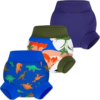 BIG ELEPHANT Baby Swim Diapers 3pcs, Reusable Adjustable Washable Waterproof Swimming Diaper for Boy's and Girl's, 6-12 Months