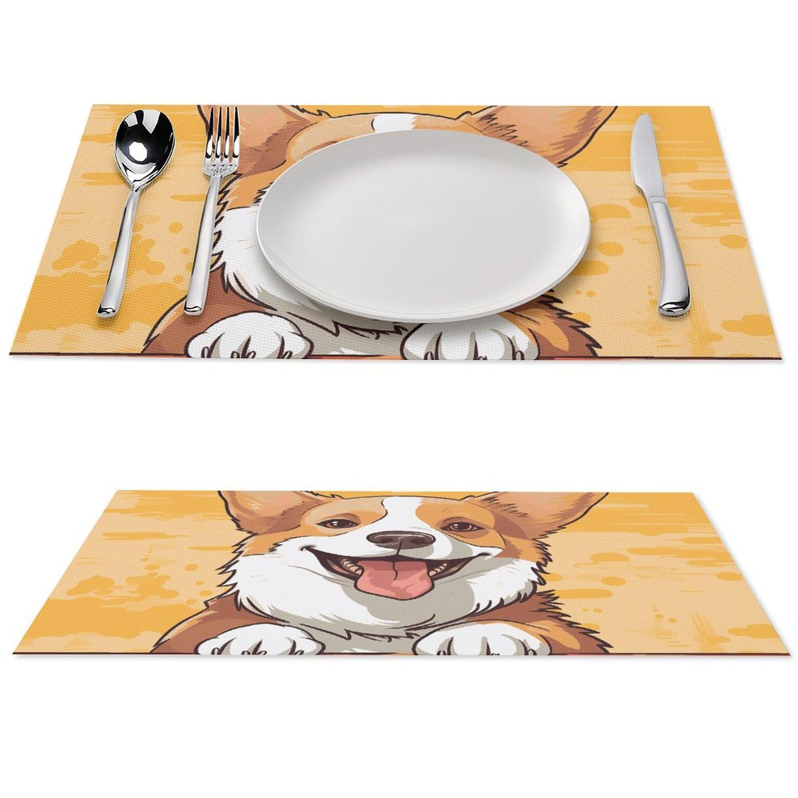 Sets de table Corgi en PVC lavables : lot de 6 dessous de table imperméables pour cuisine