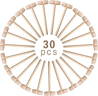 Wooden Hammer for Chocolate, Caffox 30Pcs Wooden Mallets Breakable Heart Hammer for Chocolate Heart, Toy Mallets for Kids, Crafts and Party Game Props