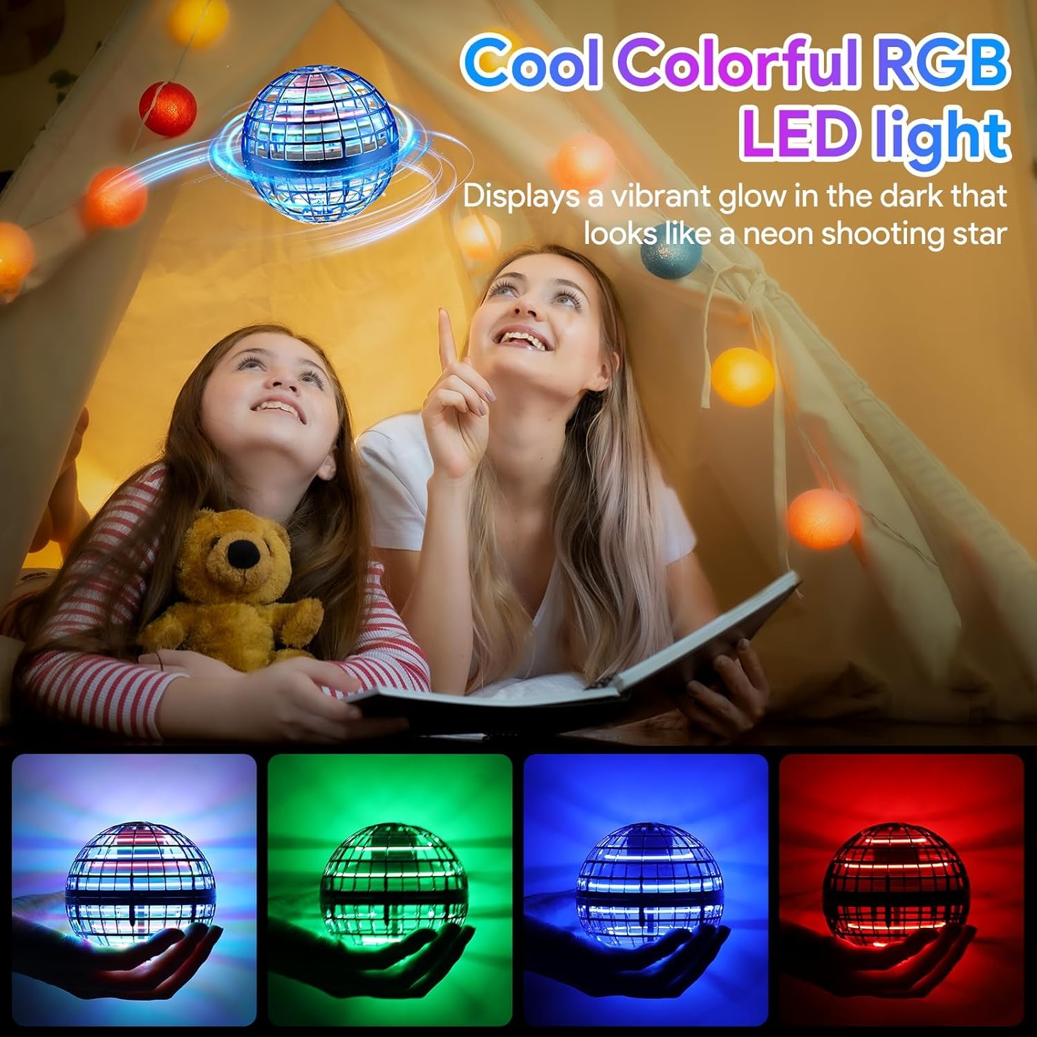 Flying Orb Ball Toys 2025, Soaring Hover Boomerang Spinner Hand Controlled Mini Drone Cosmic Globe Spinning Kids Adults Outdoor Fly Toy Birthday Gift Cool for Boys Girls 6 7 8 9 10 11 12 Year(Blue) - Image 3