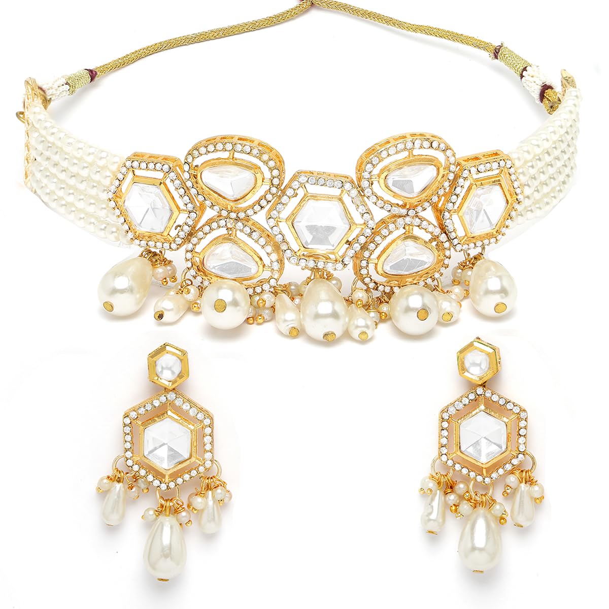 See full amazon price history chart for Karatcart Pearl Beaded Polki Kundan Choker Necklace Set for Women Karatcart Pearl Beaded Polki Kundan Choker Necklace Set for Women (B0CPM77KN9) Amazon Price History, Amazon Price Tracker