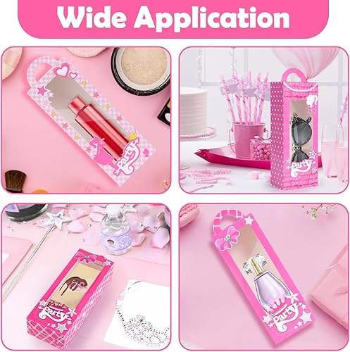 Miniatura 3 de Mity rain 8 cajas de regalo de fiesta rosa para niña, caja de almacenamiento de muñecas rosa para decoraciones de fiesta, regalo rosa, bolsas de