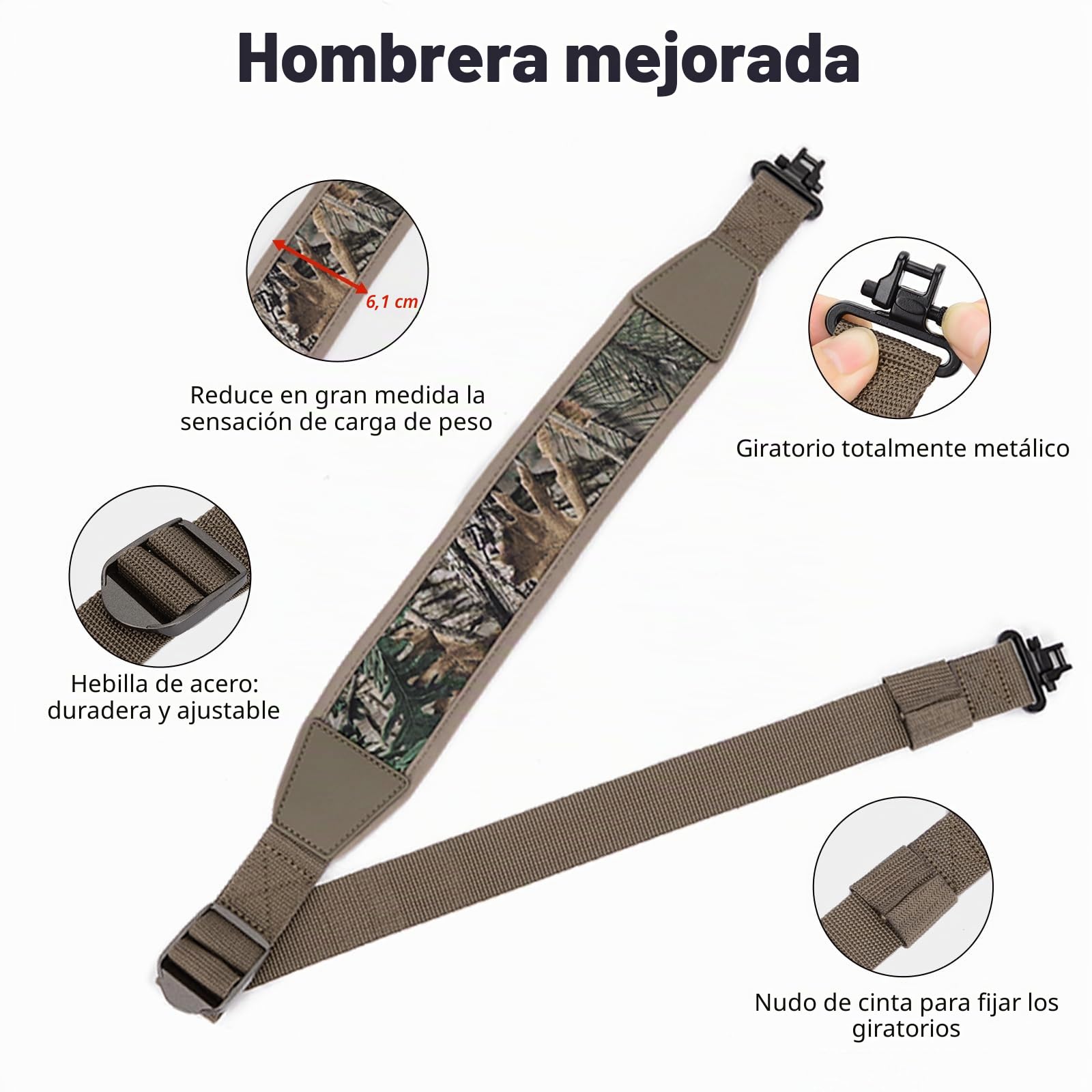 BOOSTEADY Correa de la Pistola Rifle de Dos Puntos con Giratorios,Correa de Hombrera Duradera, ajustador de Longitud