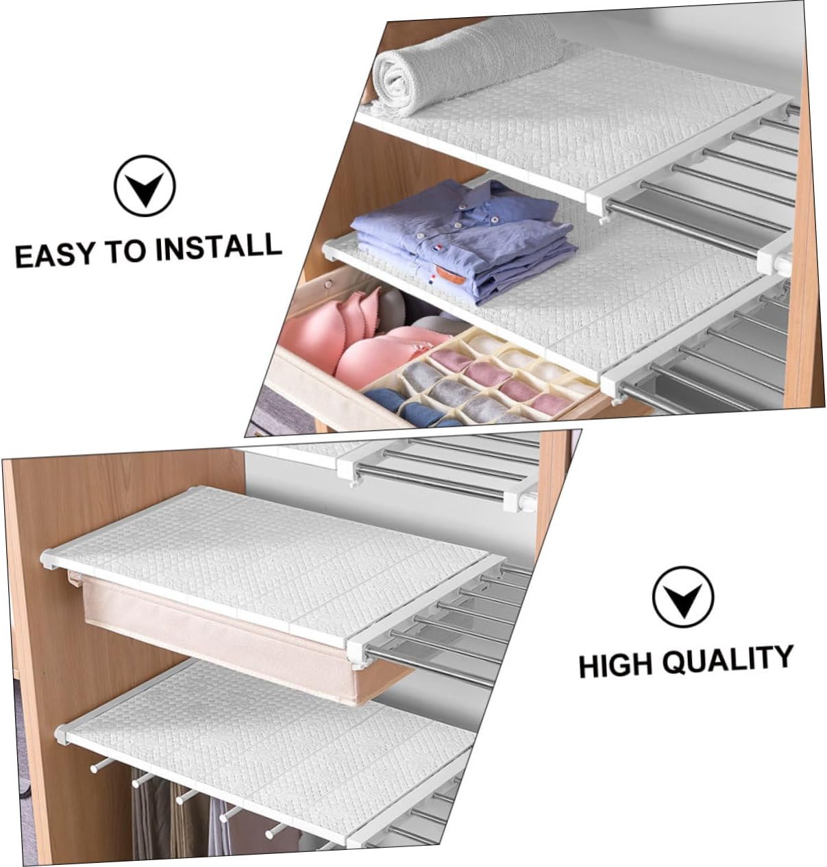 1pc Wardrobe Layered Divider Punch Storage Rack for Clothes Expandable Shelf Organizer for Fits Easy Installation No Damage to Wardrobe