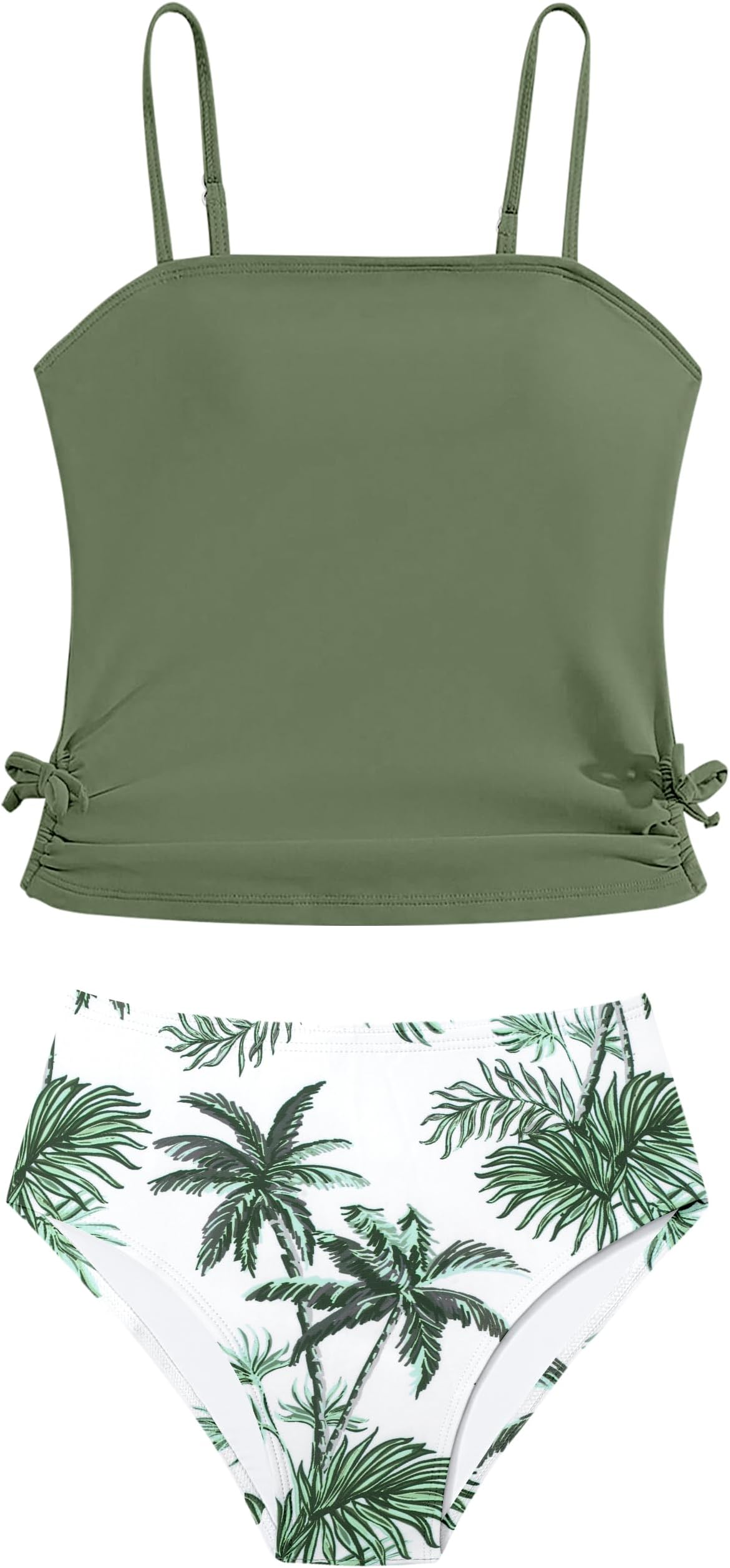 Girls Tankini Swimsuits Two Piece Bathing Suit Drawstring Swimwear Set for Girls 7-18 Years