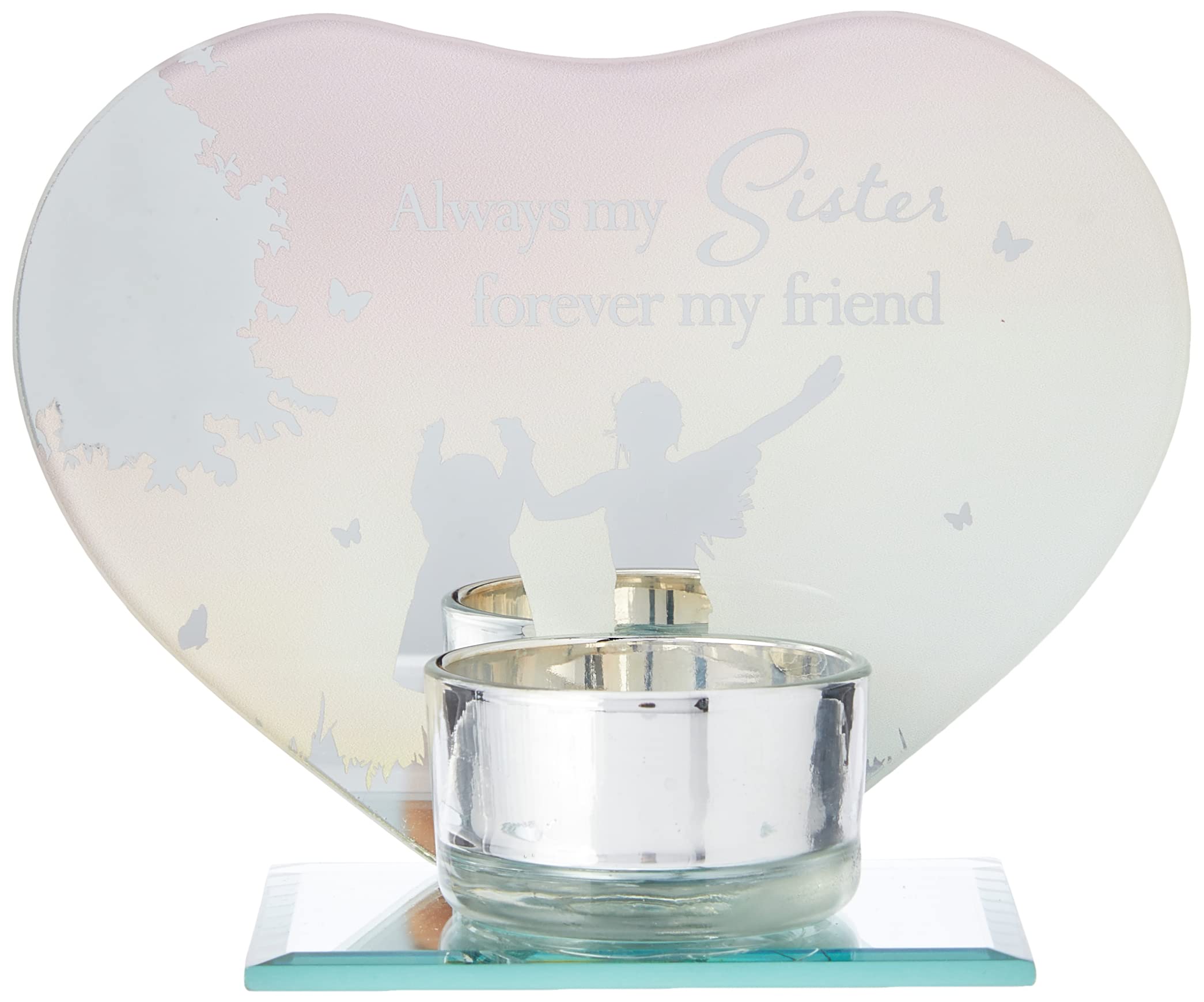 Reflections Sister Tea Light Holder Always my Sister Forever My Friend from The Heart, pink, One - Image 2