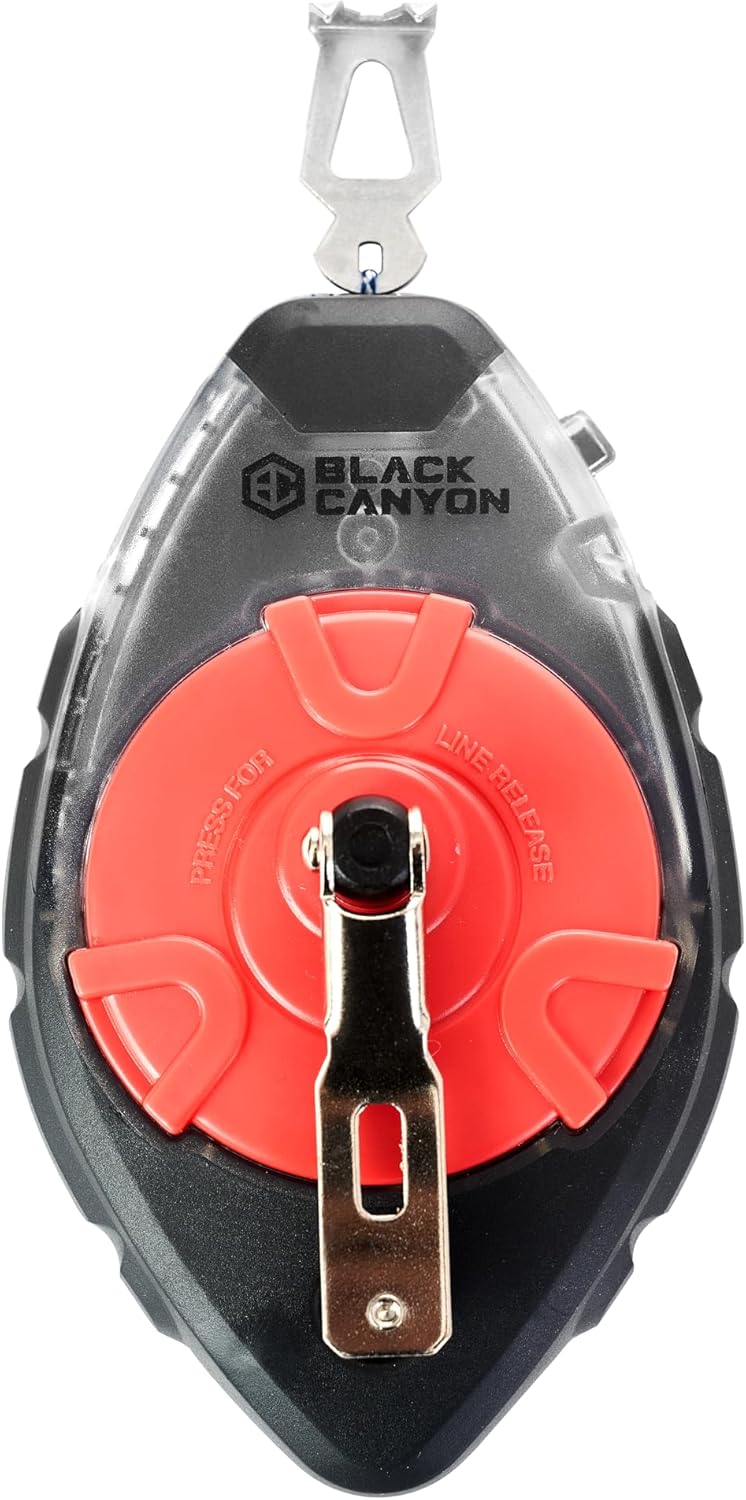 Black Canyon 100 ft Chalk Reel with 3.5:1 Fast Rewind Ratio - Durable Ergonomic Chalk Line for Construction & DIY