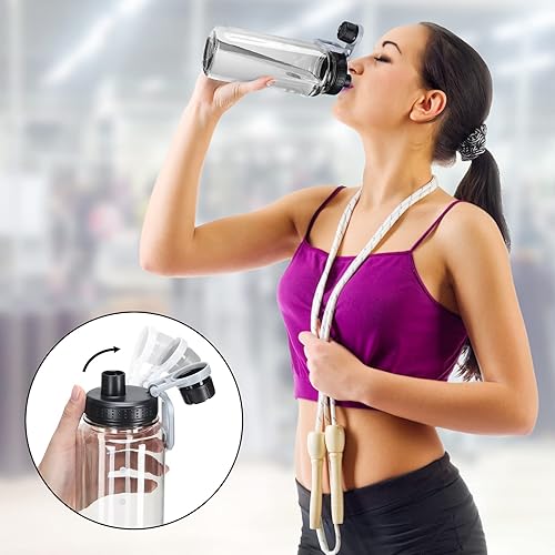 Miniatura 4 de 14 botellas de agua de plástico de 27 onzas a granel, gimnasio, deportes, adultos, niños, reutilizables, grandes, con recordatorio hidratante,