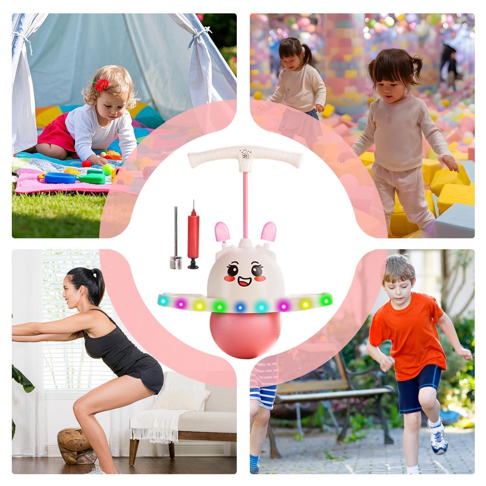 Hüpfball | Leuchtender Hüpf- und Balance-Ball für Outdoor-Aktivitäten - Hochspringender Hüpfball für Kinder, Indoor | Für Frauen Männer Drinnen Und Draußen Garten Hof Zuhause Schule Fitnessstudio Und