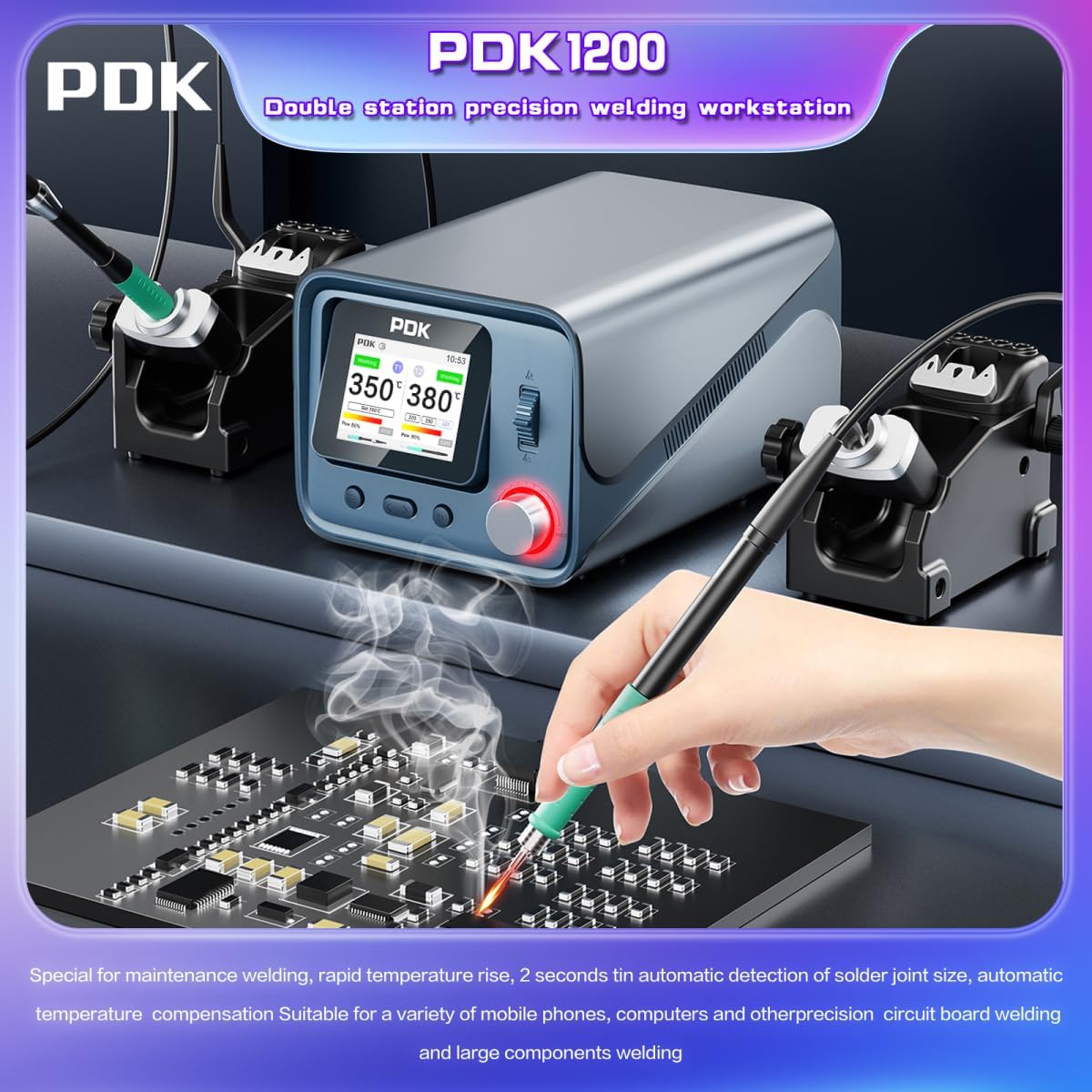 300W Dual Channel Electronics Soldering Station with C245/C210/C115 Handle