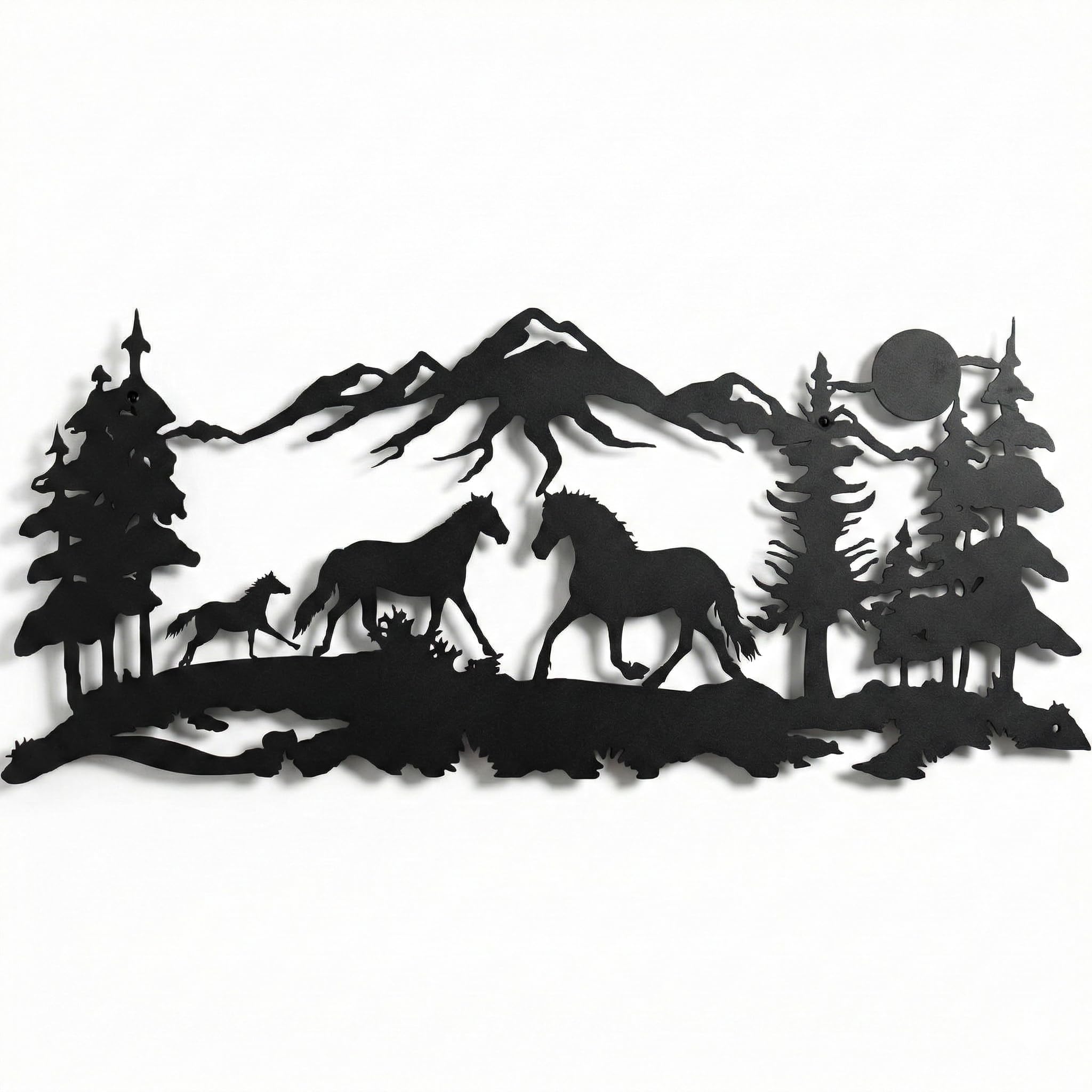 DEKADRON Metal Wall Decor, Horse Family,Home Decoration,Wall Sign, Metal Wall Art, Interior Decoration, Indoor Outdoor Hangings (*30" W x 13" H / 75x33 cm)