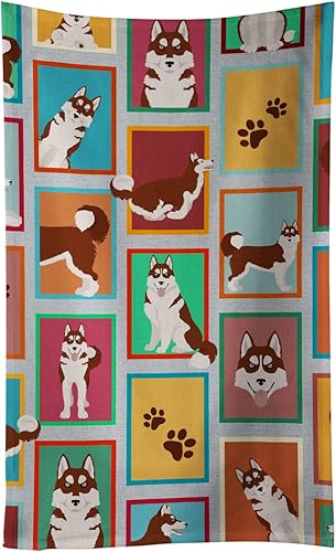 Miniatura 1 de Caroline's Treasures MLM1160KTWL - Lots of Red Siberian Husky - Toalla de cocina para invitados, toalla de baño decorativa para cara, té, paño de