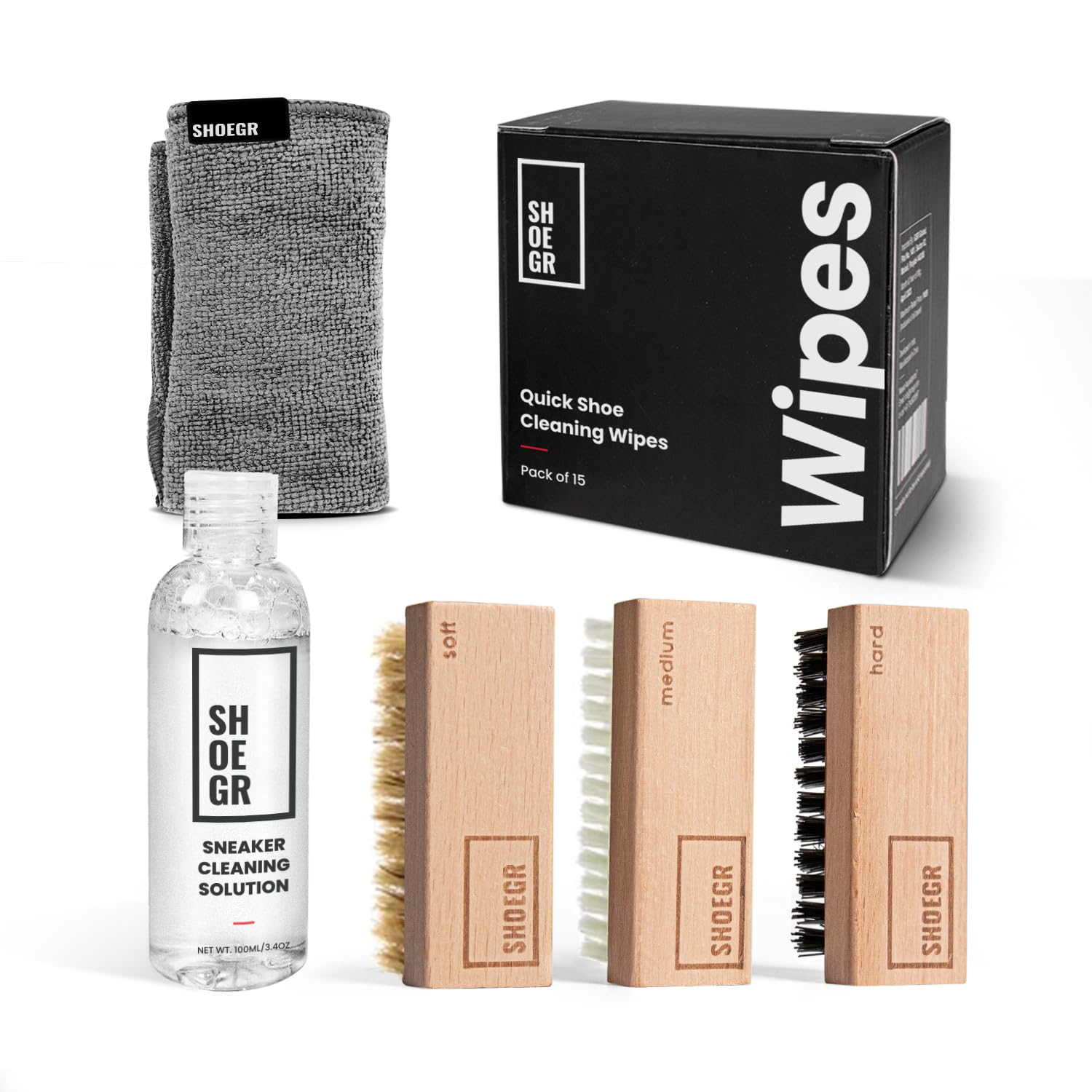 SHOEGR The Ultimate Shoe Cleaning Combo with The Ultimate Kit & Cleaning Wipes | Suitable for Sneaker, Nubuck, Canvas, Knit, Trainers, Multi-Material | Cleaning Solution, Brushes & Microfiber Towel (B0BQJSZZ59) Amazon Price History, Amazon Price Tracker