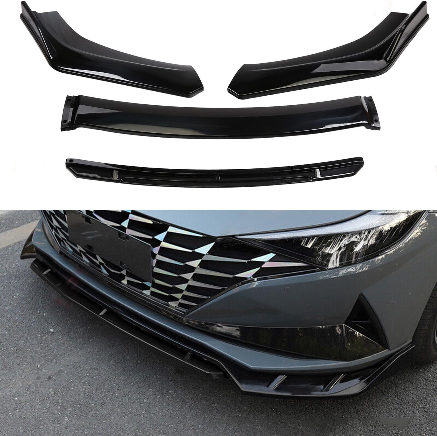 Amazon.com: AOKAILI 4PCS Glossy Black Front Bumper Body Kit Chin ...