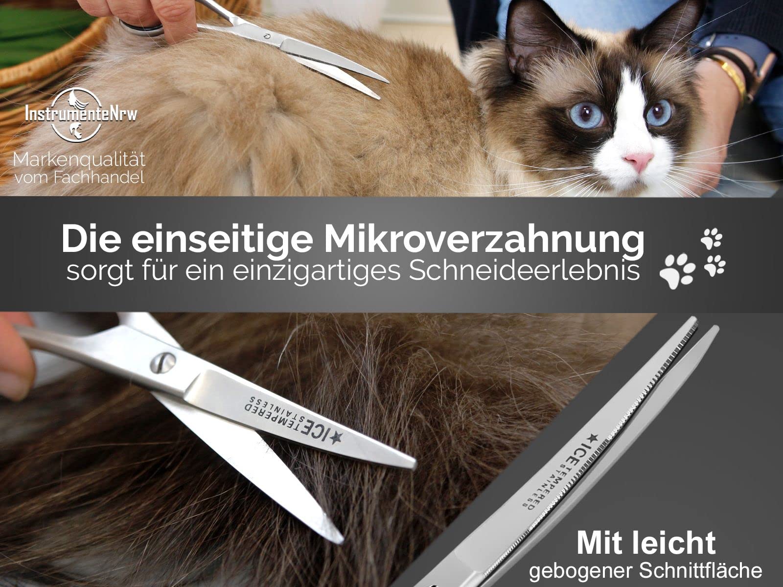 Haarschere Friseurschere 7 Zoll (17,78 Cm) – Aus Rostfreiem Edelstahl, Einseitige Mikroverzahnung, Gebogene Schneide