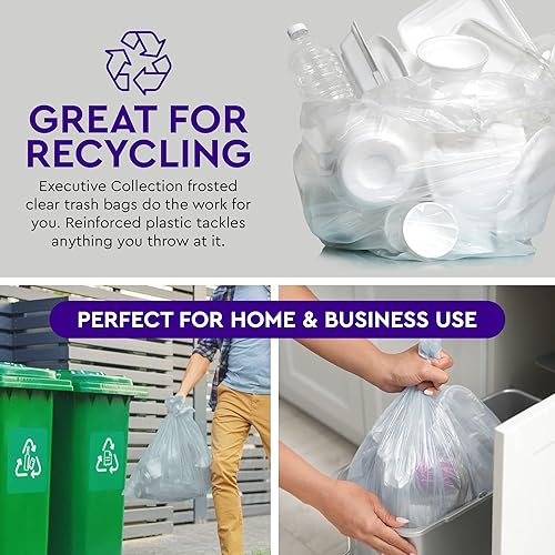 Miniatura 6 de Bolsas de basura de 12 a 16 galones, 1000 unidades, bolsas de basura de plástico transparente de 24 x 33 pulgadas, bolsas de basura altas para el