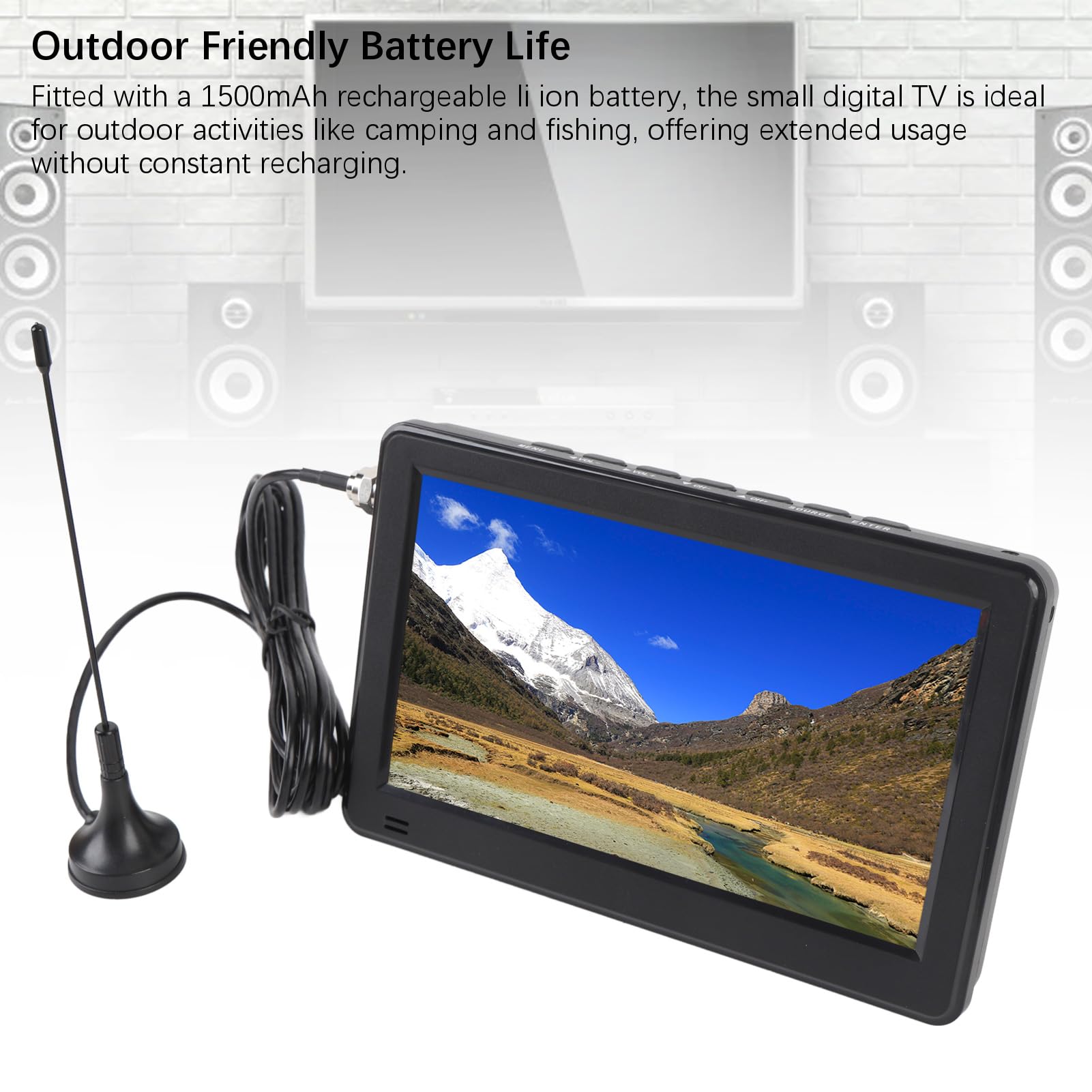 Téléviseur numérique portable de 6 pouces, écran vibrant, signal amélioré, adapté à l'extérieur