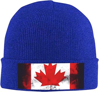 Canadian Flag -Classic Beanie for Men and Women Winter Knit Hat Warm Thick Double Layer Slouchy Ultra-Soft Hats-Black
